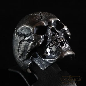 Biker Skull Ring Sterling Silver Harley Davidson Size Memento Mori by UNIQABLE  - Picture 1 of 12