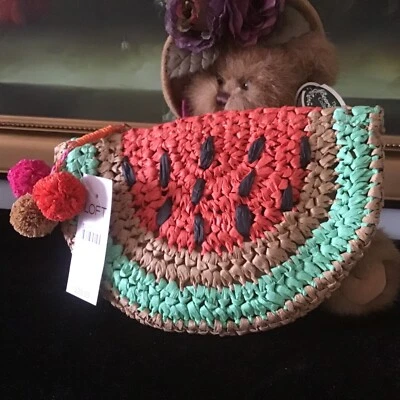 NWT LOFT Women's Watermelon Paper Straw Pouch Bag  - Image 1 of 4