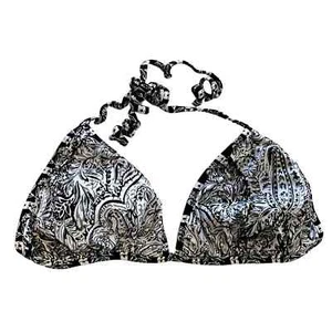 BCBG Black & White Paisley Halter Style Bikini Swim Top - Size M - Picture 1 of 2