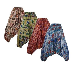 New Fair Trade Elephant Print Harem Trousers 10 12 14 16 Hippy Boho Waist 25-44 - Picture 1 of 13