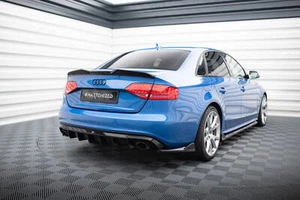 Heck Ansatz Diffusor für Audi A4 S-Line Limo / Avant B8 Einzelauspuff li. re. sc - Bild 1 von 6