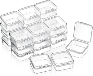 24 Packs Small Clear Plastic Beads Storage Containers Box with Hinged Lid for St - Picture 1 of 6