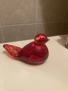 1976 St Clair Glass Long Tail Bird Paperweight by Maude and Bob Flambé Red - Picture 1 of 12