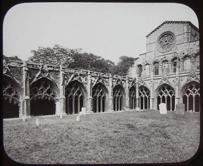 Glass Magic Lantern Slide CANTERBURY CATHEDRAL CLOISTERS C1890 HISTORIC PHOTO - Image 1 of 2