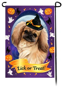 Halloween Garden Flag - Fawn Sable Pekingese - Picture 1 of 1