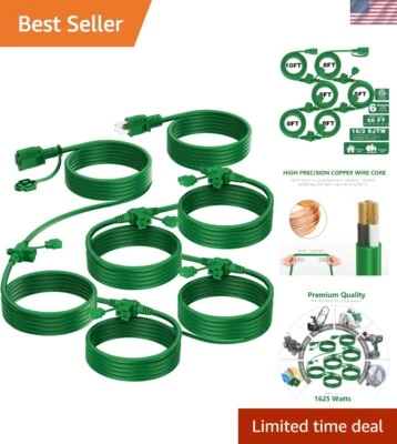 Outdoor 50 FT Extension Cord with 6 Outlet Plugs - Ideal for Event Lighting - Image 1 of 4