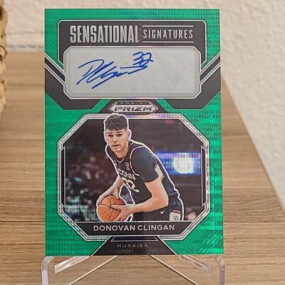 2023-24 Prizm Draft Picks Donovan Clingan Green Pulsar Auto /25 SSP - Image 1 of 2