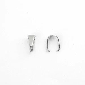 10 Stainless Steel Pendant Pinch Bails Clasps U-shaped Silver Tone 7x5mm - Picture 1 of 2