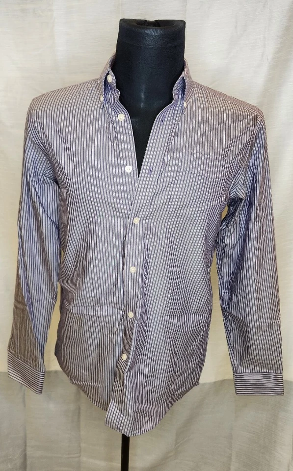 Eddie Bauer Men's Relaxed Fit Blue Stripe Long Sleeve Button Down Shirt, Small - Image 1 of 2