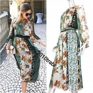 ZARA STUNNING PATCHWORK PRINT FLOWING MIDI DRESS SIZE S UK 8 10 - Picture 1 of 19