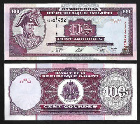 Haiti 100 Gourdes 2000, UNC, P-268a, Prefix AS Cover