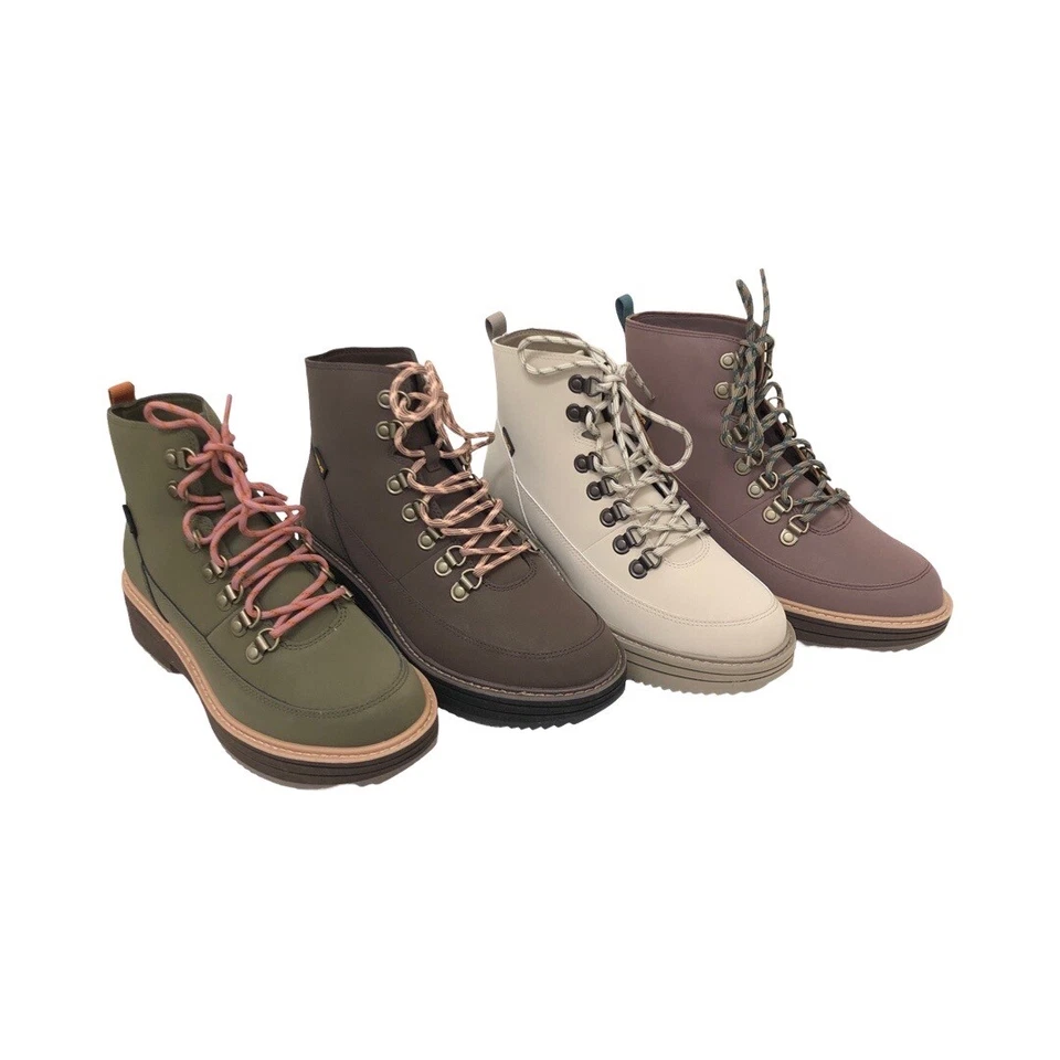 Botas femininas Teva formato médio couro com cadarço combate 1123510 - Imagem 1 de 1