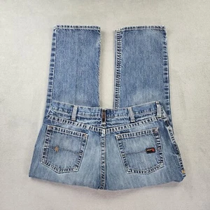 Pantalones de mezclilla de trabajo Ariat FR M4 para hombre 40X30 azul tiro bajo corte bota desgastado - Imagen 1 de 24