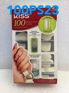 KISS 100 UÑAS DE CUBIERTA COMPLETA 100PS23 LARGAS SUJETAS CUADRADAS ESMALTE Y ARTE DE UÑAS  - Imagen 1 de 3