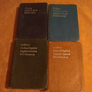 lot of 4 Vtg Collins Dictionaries Spanish,English, Italian, French - Picture 1 of 10