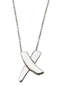 Tiffany & Co. Necklace Paloma Picasso Graffiti "X" Sterling Silver Pendant 17" - Picture 1 of 12