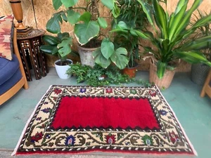 Antigua alfombra turca Oushak 124x80 cm alfombra vintage región Ushak pequeña - Imagen 1 de 9