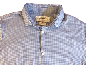 MIZZEN + MAIN Button Down Dress Shirt Blue White Gingham XXL Trim Fit Pristine! - Picture 1 of 10
