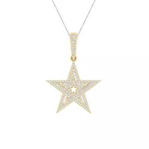 Colgante Estrella para Hombre Helado 2.18Ct Redondo y Baguette Moissanita Chapado en Oro 14k - Imagen 1 de 16
