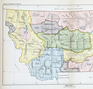 1899 MONTANA - CEDED INDIAN LANDS Map ORIGINAL Missoula - Helena - Fort Benton - Picture 1 of 6