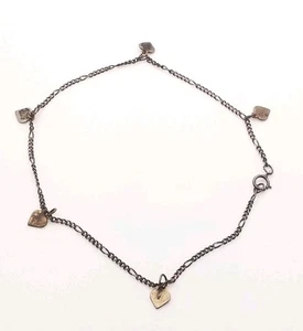 Vintage 925 Sterling Silver Chain Charm Bracelet Dangling Hanging Hearts 9" Love - Picture 1 of 7
