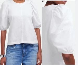 MADEWELL White Puff-Sleeve Tee Cotton Short Sleeve Top Size XXS - Picture 1 of 8