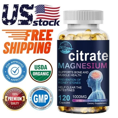 Citrato de Magnesio 1000mg Cápsulas Super Fuertes Efectivas Cápsulas 120 Cápsulas Blandas Foto 1 de 4