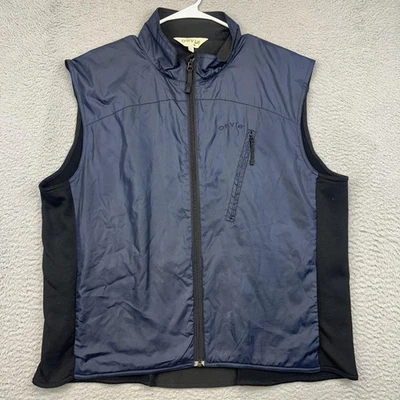Orvis Vest Mens Large Blue Black Full Zip Fleece Lined Outdoor Hiking Layer - Image 1 of 4