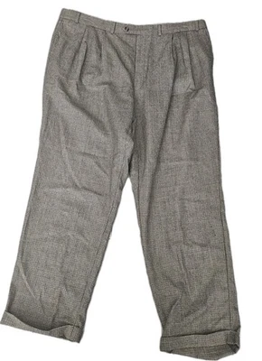 Lauren Ralph Lauren Pants Men' 44x45 Houndstooth Wool Pleat Cuff Slacks Trousers - Image 1 of 4