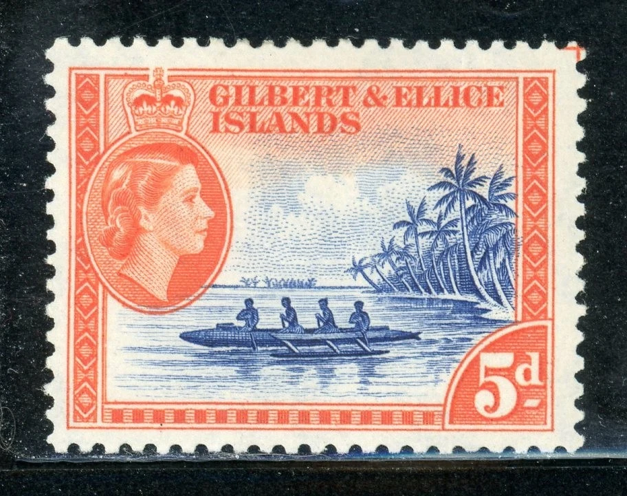 GILBERT & ELLICE ISLANDS 66 SG69 MH 1956 5P QEII Defin Ellice Island 独木舟 CV9 美元 — 第 1/1 张图片