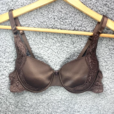 Brown Lace Push Up Bra 34B Padded Lined Underwire Tags Missing 4135 RN 97371 - Image 1 of 4