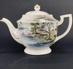 Vtg Tea Pot Chikaramachi Early 20th Century Hand Painted Porcelain w/ Gold Trim - Picture 1 of 14