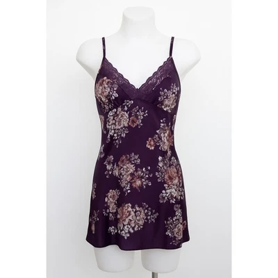 Y2K Womens Floral Slip Dress Size M Purple Satin Lace Coquette Fairy Romantic - Image 1 of 4