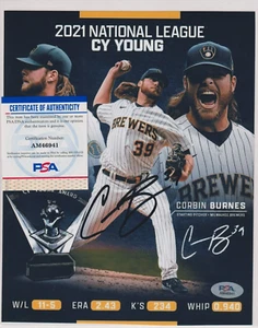 CORBIN BURNES Signed Picture 8x10 Photo AUTOGRAPH PSA/DNA COA CY YOUNG Brewers - Picture 1 of 1