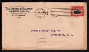 UNITED STATES 1901 CINCINNATI MACHINE TOOL ADVERTISING COVER 2c EXPRESS TRAIN - Picture 1 of 2