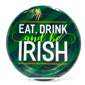 Unique Party Eat Drink and be Irish Green 8 5/8 in Plate Set 8 count St. Paddy - Picture 1 of 4