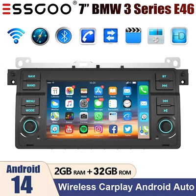 7" Carplay For BMW 3-series E46 1998-2006 Android14 Car Stereo WiFi GPS BT 2+32G - Image 1 of 4