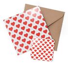 1 x Greeting Card & Coaster Set - Red Love Heart Pattern Valentines Day #170340