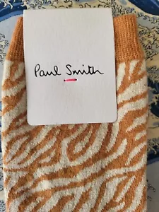 Paul Smith Women Italian Socks Artemis Zebra Stripe Tan+Cream S057 Cotton 1-Size - Picture 1 of 5