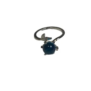 Sliver Open Blue Crystal Mermaid Bubble Rings Women’s Adjustable Finger Ring - Picture 1 of 9