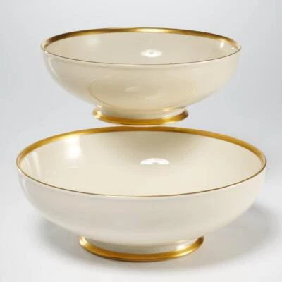 (2) Tigelas de servir de porcelana branca creme dourado Rosenthal Aida #1473 - Imagem 1 de 4