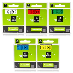 5x Kompatibel zu Dymo D1 12mm Schriftband 45013 45018 LabelManager 160 280 PnP - Bild 1 von 8