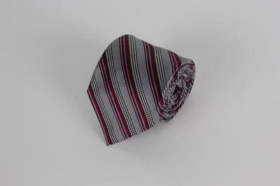 Corbata de seda ajustada Ben Sherman. Rayas rojas, blancas y negras. Foto 1 de 3