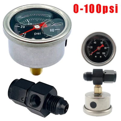 Liquid 0-100psi Fuel Pressure Gauge Regulator Gauge 1/8" NPT W/ 6AN Adapter - Image 1 of 4