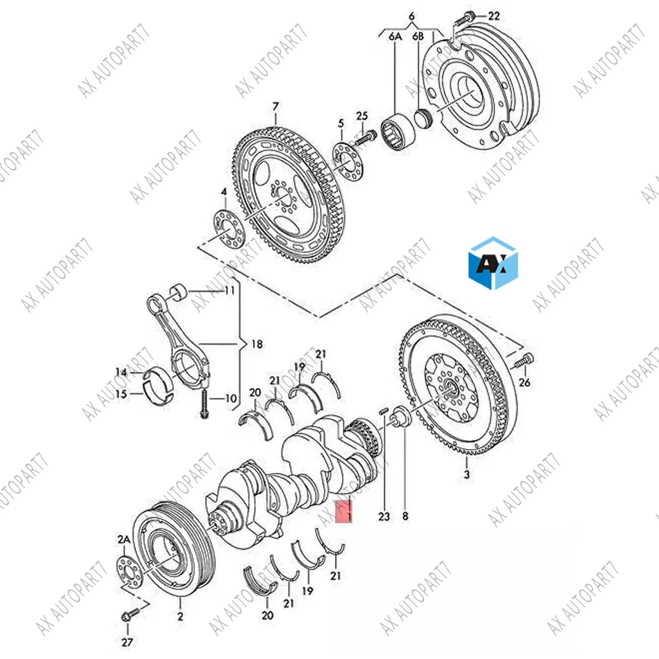 Genuine crankshaft  for VW AUDI A8 Q7 A6 A4 allroad quattro CRC 059105101BH - Image 1 of 1