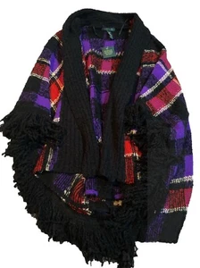 NEU Ralph Lauren Damen Neu Strickjacke Pullover Jacke Poncho S/M Lila Rot Schwarz - Bild 1 von 6