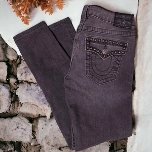 Jean skinny noir clouté True Religion femme taille 30 Julie, poche arrière à rabat - Photo 1/17