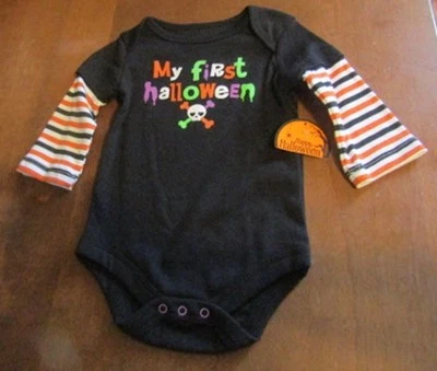 Feliz Halloween Mi Primer Halloween Negro Una Pieza Mangas Rayas Envío Gratis Foto 1 de 4