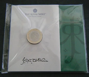 2023 J R R TOLKIEN £2 MONEDA DE DOS LIBRAS PAQUETE BRILLANTE SIN CIRCULAR - EN STOCK - Imagen 1 de 3