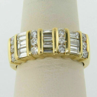 2CT Baguette Cut Lab Created Diamond Channel Set Ring 14k Yellow Gold Plated - Image 1 of 4